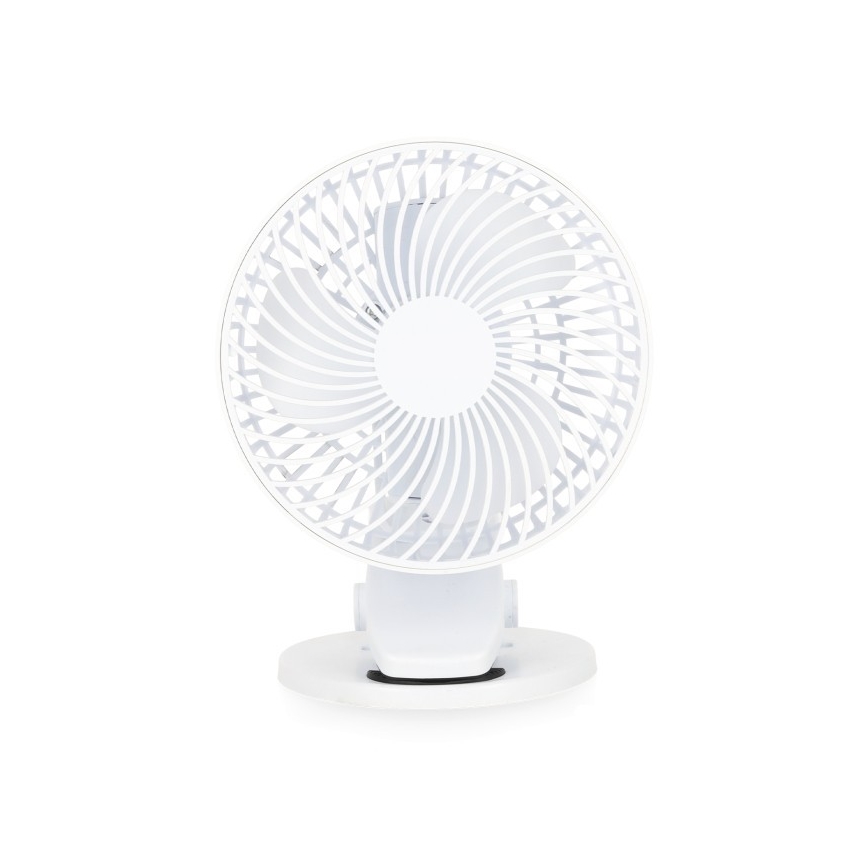 Įkraunamas stalas ventiliatorius su segtuku VIENTO 6W/5V 2000 mAh balta