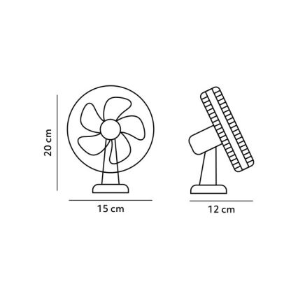 Įkraunamas stalas ventiliatorius su segtuku VIENTO 6W/5V 2000 mAh balta
