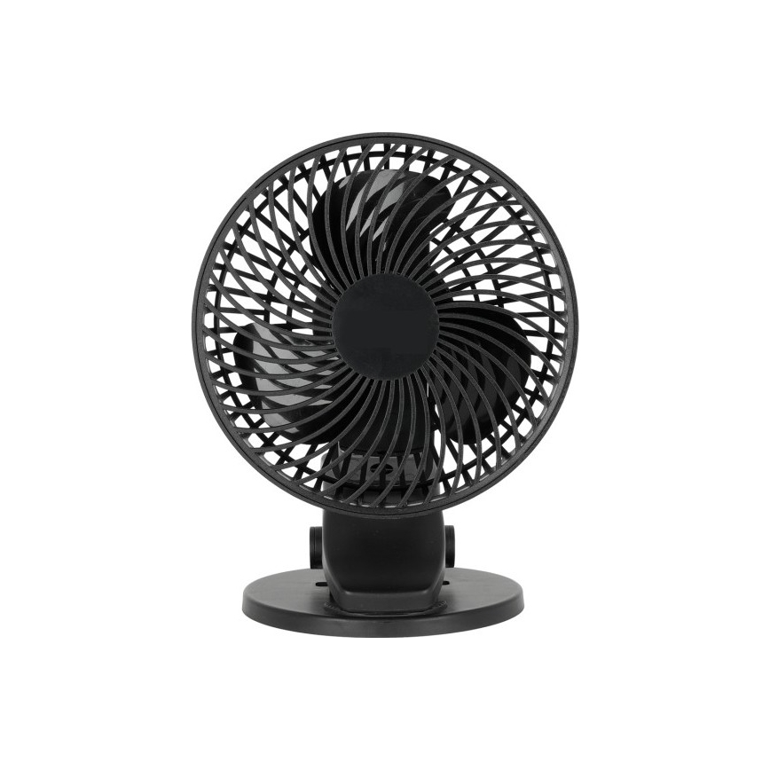 Įkraunamas stalas ventiliatorius su segtuku VIENTO 6W/5V 2000 mAh juoda