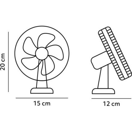 Įkraunamas stalas ventiliatorius su segtuku VIENTO 6W/5V 2000 mAh juoda