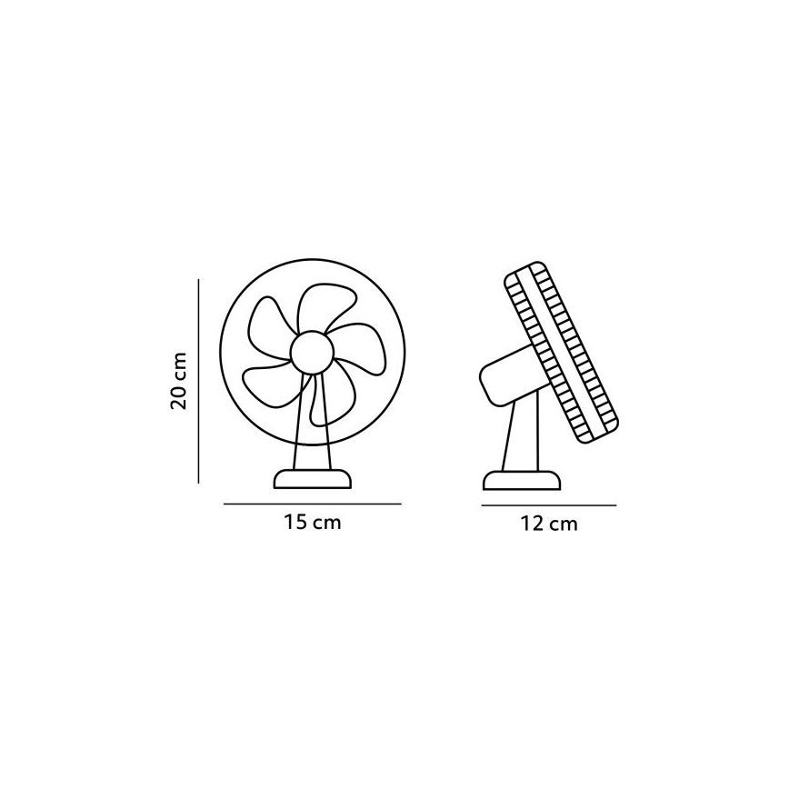 Įkraunamas stalas ventiliatorius su segtuku VIENTO 6W/5V 2000 mAh juoda