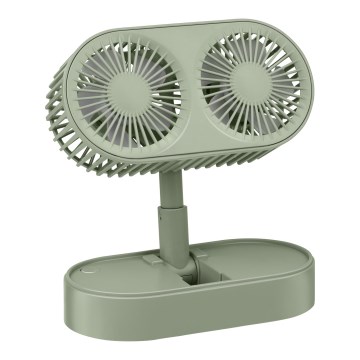 Įkraunamas stalinis ventiliatorius 3,7 V, 1200 mAh, žalias