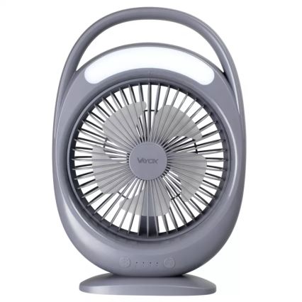 Įkraunamas stalinis ventiliatorius su LED apšvietimu LED/2,8W/5V USB 2400 mAh pilkas
