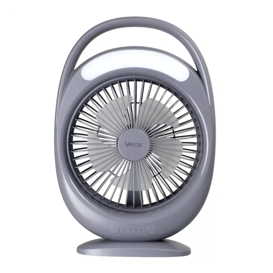 Įkraunamas stalinis ventiliatorius su LED apšvietimu LED/2,8W/5V USB 2400 mAh pilkas