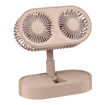 Įkraunamas stalo ventiliatorius 3,7V 1200 mAh rožinis