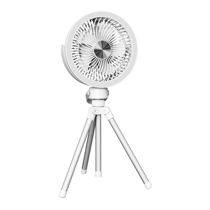 Įkraunamas stalo ventiliatorius su LED apšvietimu 8W/3,7V 2400 mAh balta