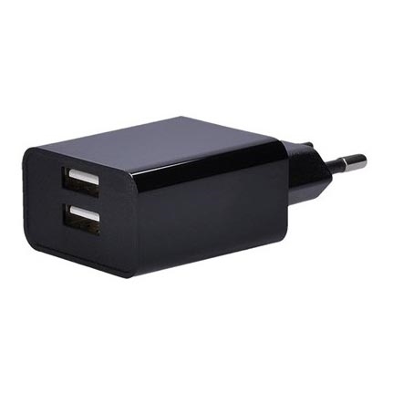 Įkrovimo adapteris 2xUSB/3100mA/230V juodas