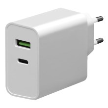 Įkrovimo adapteris USB-C maitinimo tiekimas + USB-A 45W/230V baltas