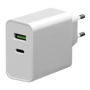 Įkrovimo adapteris USB-C maitinimo tiekimas + USB-A 45W/230V baltas