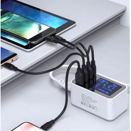 Įkrovimo stotelė 3xUSB A + 1xUSB C