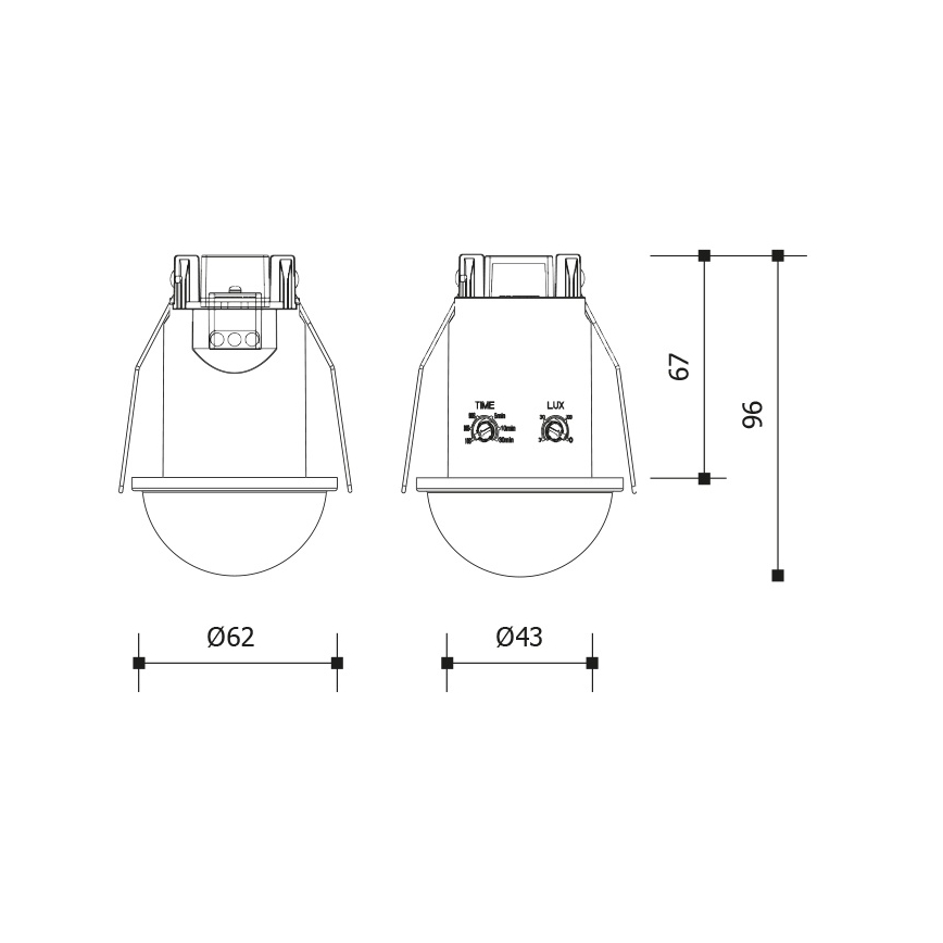 Įleidžiamas 360° judesio ir sutemų jutiklis 1200W/230V IP54 baltas