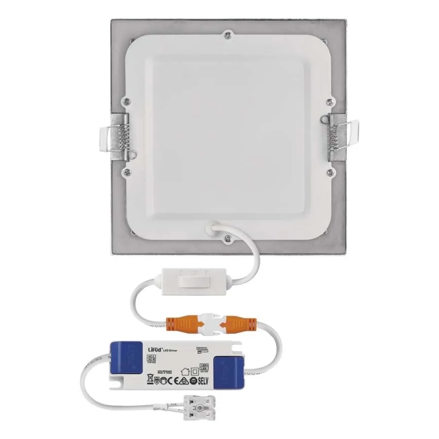 Įleidžiamas LED šviestuvas NEXXO LED/12,5W/230V 3000/3500/4000K sidabrinis 17x17 cm