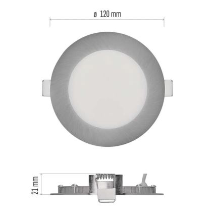 Įleidžiamas LED šviestuvas NEXXO LED/7W/230V 3000/3500/4000K sidabro spalvos skersm. 12 cm