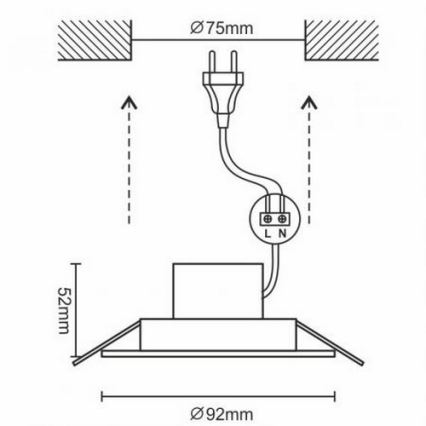 įleidžiamas LED vonios lubinis šviestuvas LED/7W/230V 4000K baltas IP44