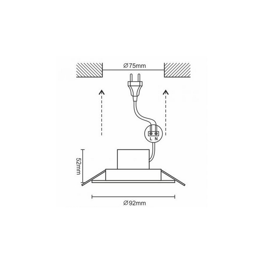 įleidžiamas LED vonios lubinis šviestuvas LED/7W/230V 4000K baltas IP44
