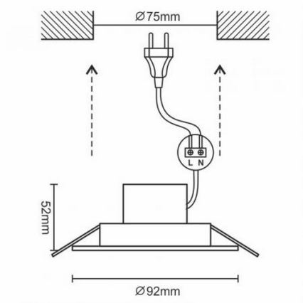 įleidžiamas LED vonios lubinis šviestuvas LED/7W/230V 4000K sidabro spalvos IP44