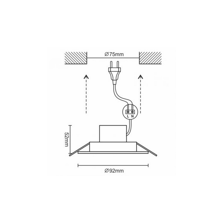 įleidžiamas LED vonios lubinis šviestuvas LED/7W/230V 4000K sidabro spalvos IP44