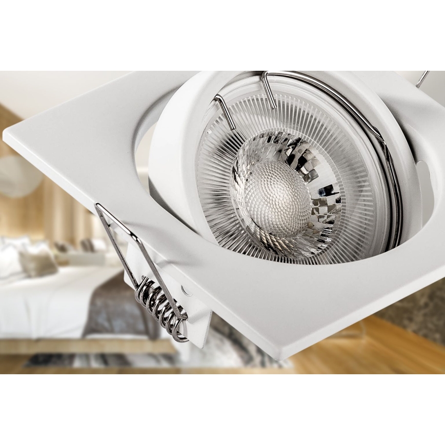 Įleidžiamas lubinis šviestuvas 1xGU10/MR16/10W/230V, 9x9 cm, baltas