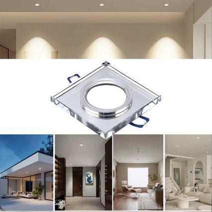 Įleidžiamas lubų šviestuvas 1xGU10/MR16/10W/230V 9x9 cm blizgus chromas