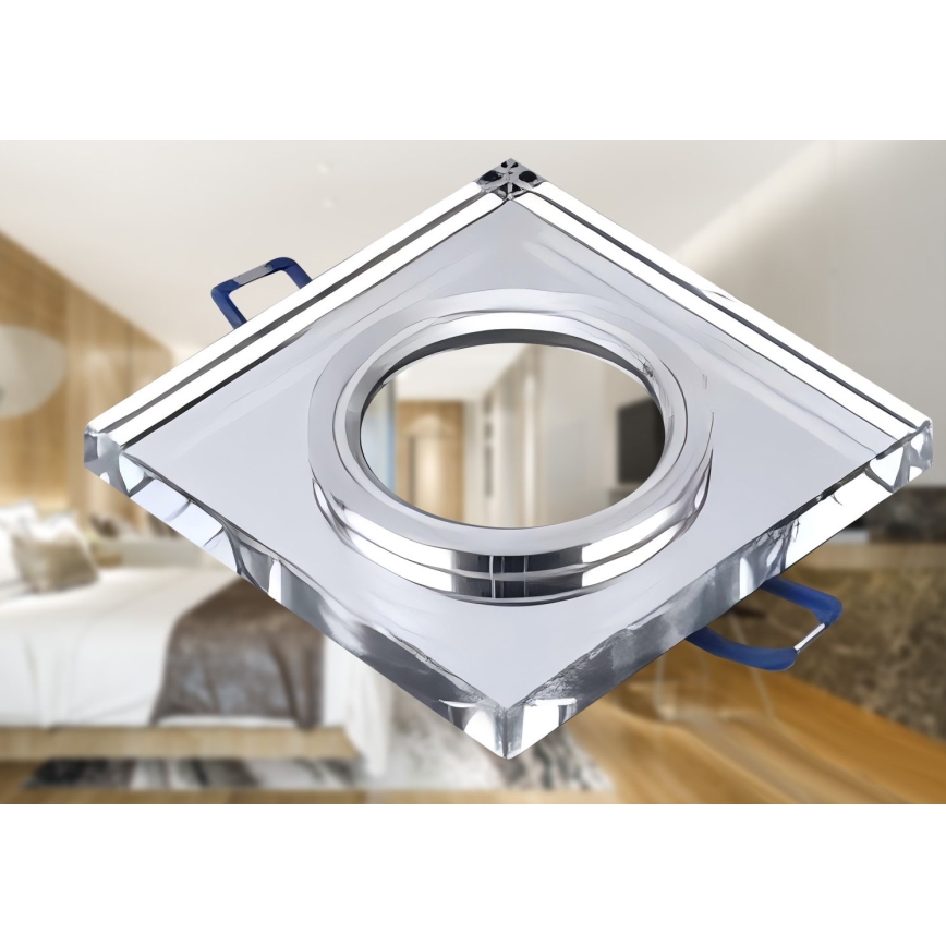 Įleidžiamas lubų šviestuvas 1xGU10/MR16/10W/230V 9x9 cm blizgus chromas