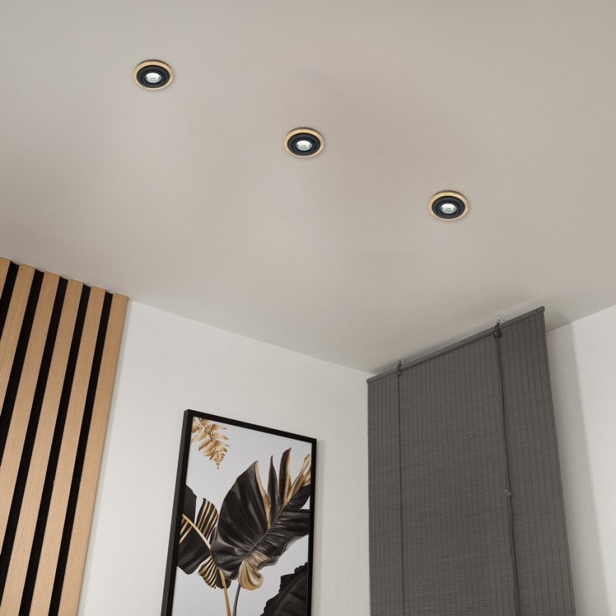 Įleidžiamas lubų šviestuvas TOBBY 1xGU10/20W/230V skersmuo 11,5 cm ąžuolas/juodas