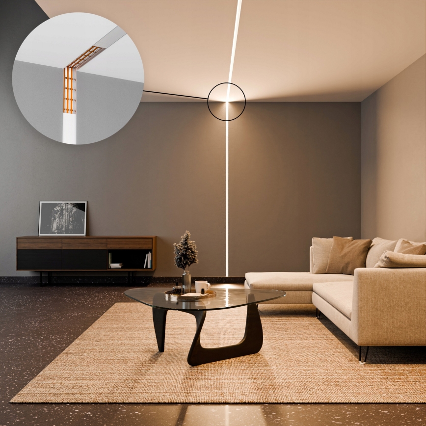 Įleidžiamas profilis LED juostelėms, 1 m, sidabrinis/baltas