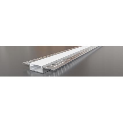 Įleidžiamas profilis LED juostelėms, 1 m, sidabrinis/baltas