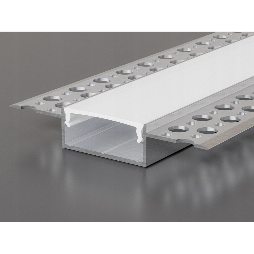 Įleidžiamas profilis LED juostelėms, 1 m, sidabrinis/baltas