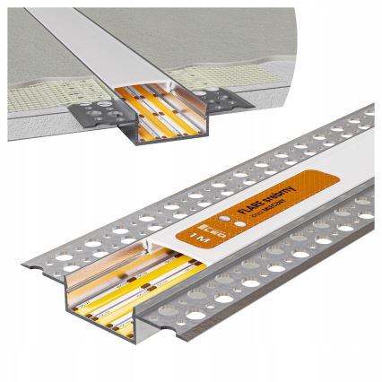 Įleidžiamas profilis LED juostelėms, 1 m, sidabrinis/baltas