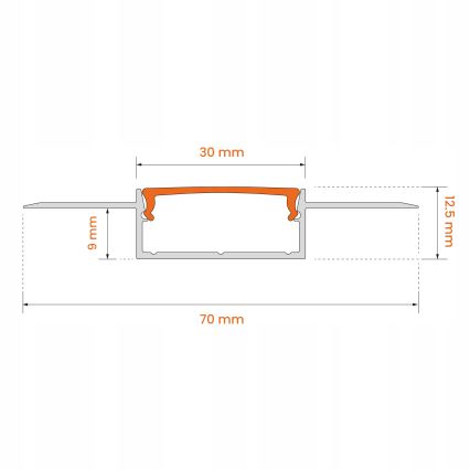Įleidžiamas profilis LED juostelėms, 1 m, sidabrinis/baltas