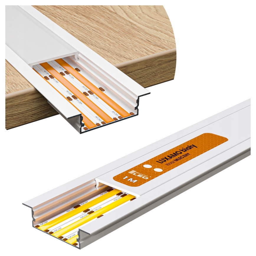Įleidžiamas profilis LED juostoms, 1 m, baltas