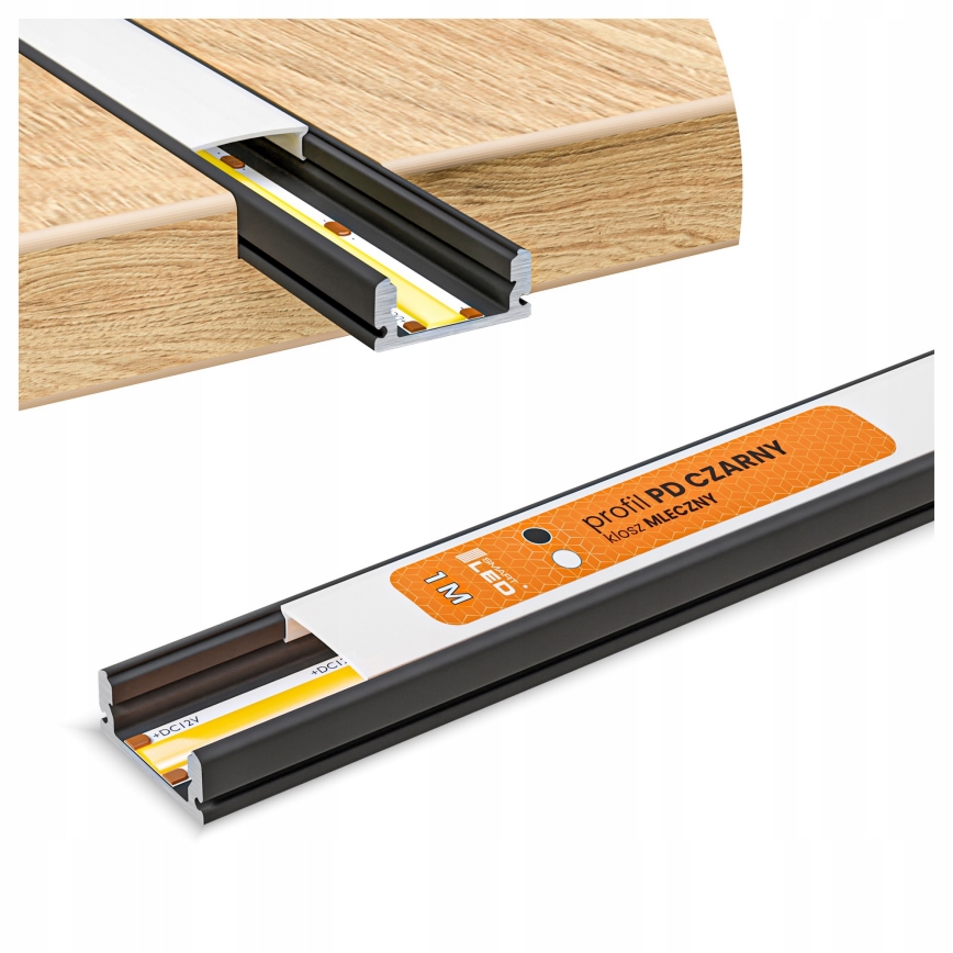 Įleidžiamas profilis LED juostoms, 1 m, juodas/baltas