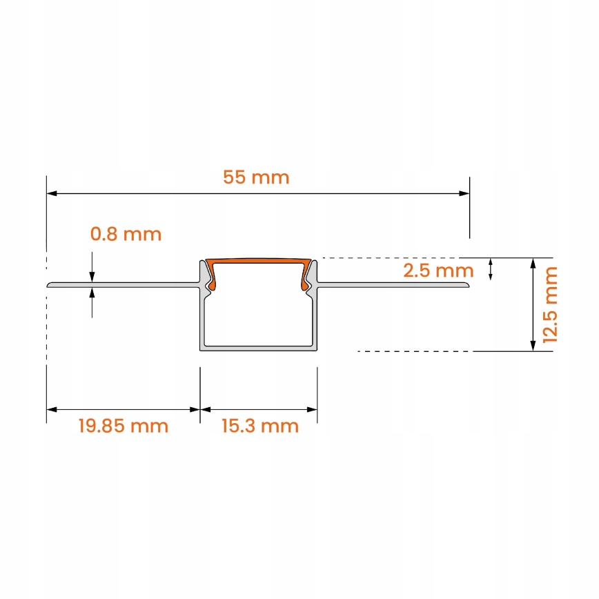Įleidžiamas profilis LED juostoms 1 m sidabrinis/baltas
