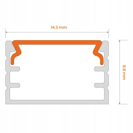 Įleidžiamas profilis LED juostoms, 1 m, sidabrinis/baltas
