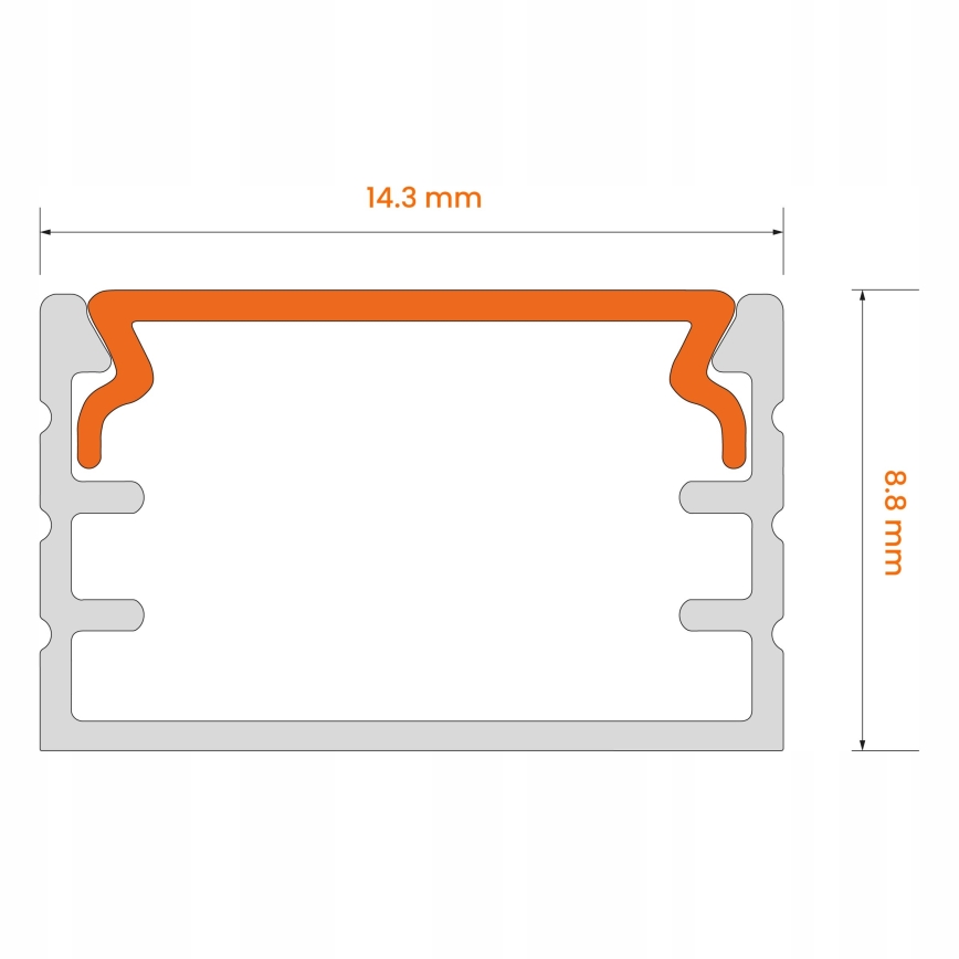 Įleidžiamas profilis LED juostoms, 1 m, sidabrinis/baltas