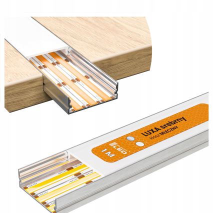 Įleidžiamas profilis LED juostoms 1 m sidabrinis/baltas