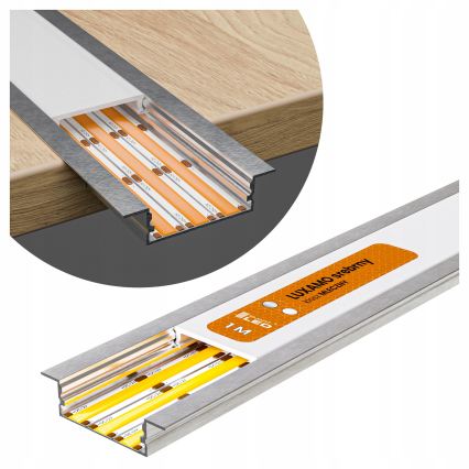 Įleidžiamas profilis LED juostoms 1 m sidabrinis/baltas