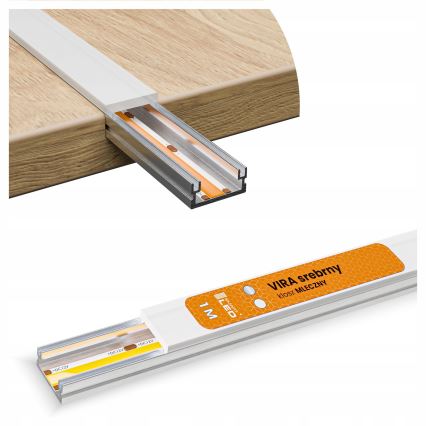 Įleidžiamas profilis LED juostoms, 1 m, sidabrinis/baltas