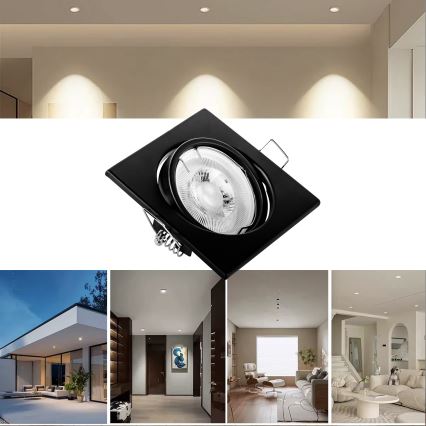 Įleidžiamas šviestuvas 1xGU10/MR16/10W/230V 9x9 cm juodas