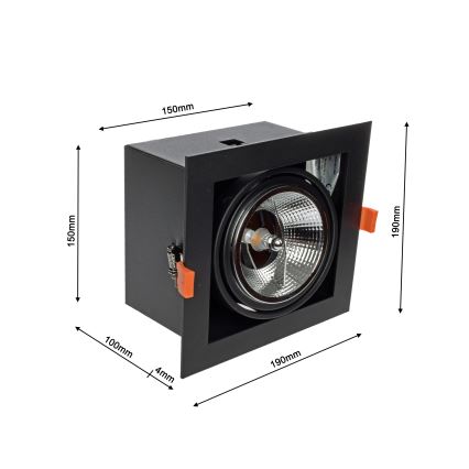 Įleidžiamas šviestuvas PLAZA AR111 1xGU10/12W/230V juoda