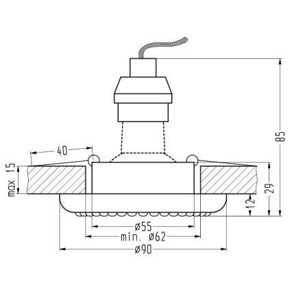 Įleidžiamas šviestuvas SOC 1xGU10/50W/230V