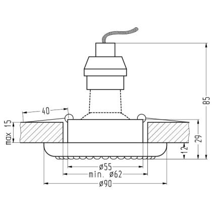 Įleidžiamas šviestuvas SOC 1xGU10/50W/230V