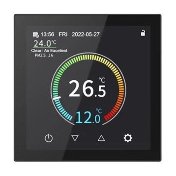 Įleidžiamas termostatas 230 V, juodas, su Wi-Fi (Tuya)
