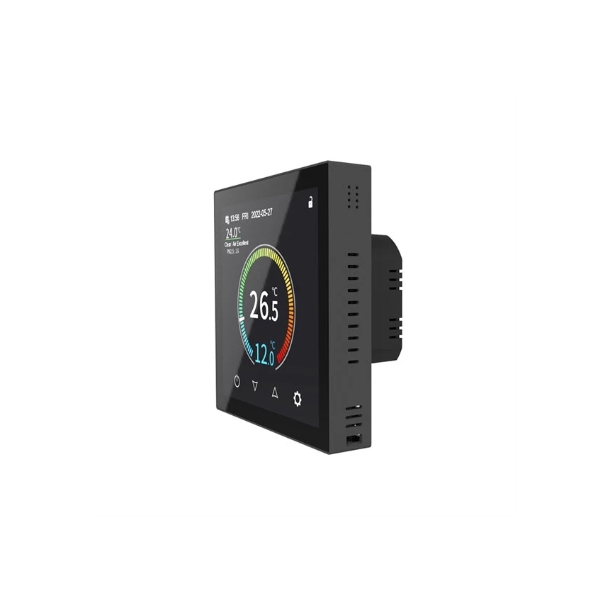 Įleidžiamas termostatas 230 V, juodas, su Wi-Fi (Tuya)