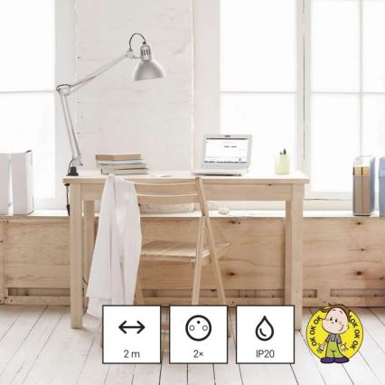 Ilgiklis su 2 lizdais, 2x USB‑A ir USB‑C, 1,4 m