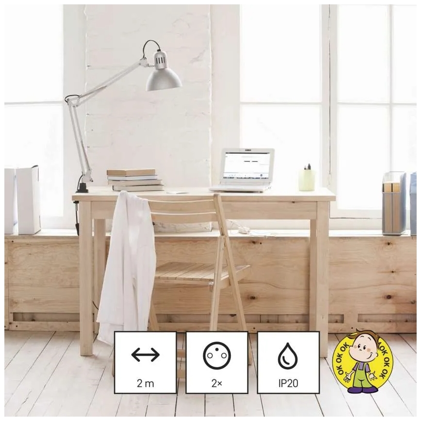 Ilgiklis su 2 lizdais, 2x USB‑A ir USB‑C, 1,4 m