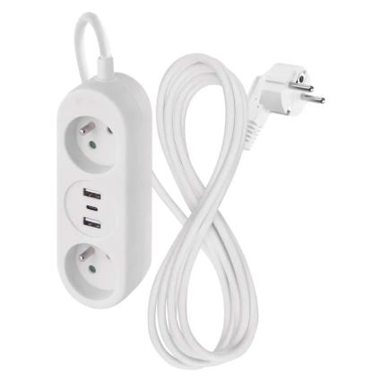 Ilgiklis su 2 lizdais, 2x USB‑A ir USB‑C, 1,4 m