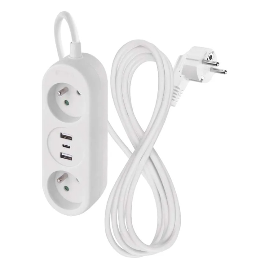 Ilgiklis su 2 lizdais, 2x USB‑A ir USB‑C, 1,4 m