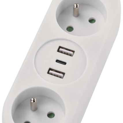 Ilgiklis su 2 lizdais, 2x USB‑A ir USB‑C, 1,4 m