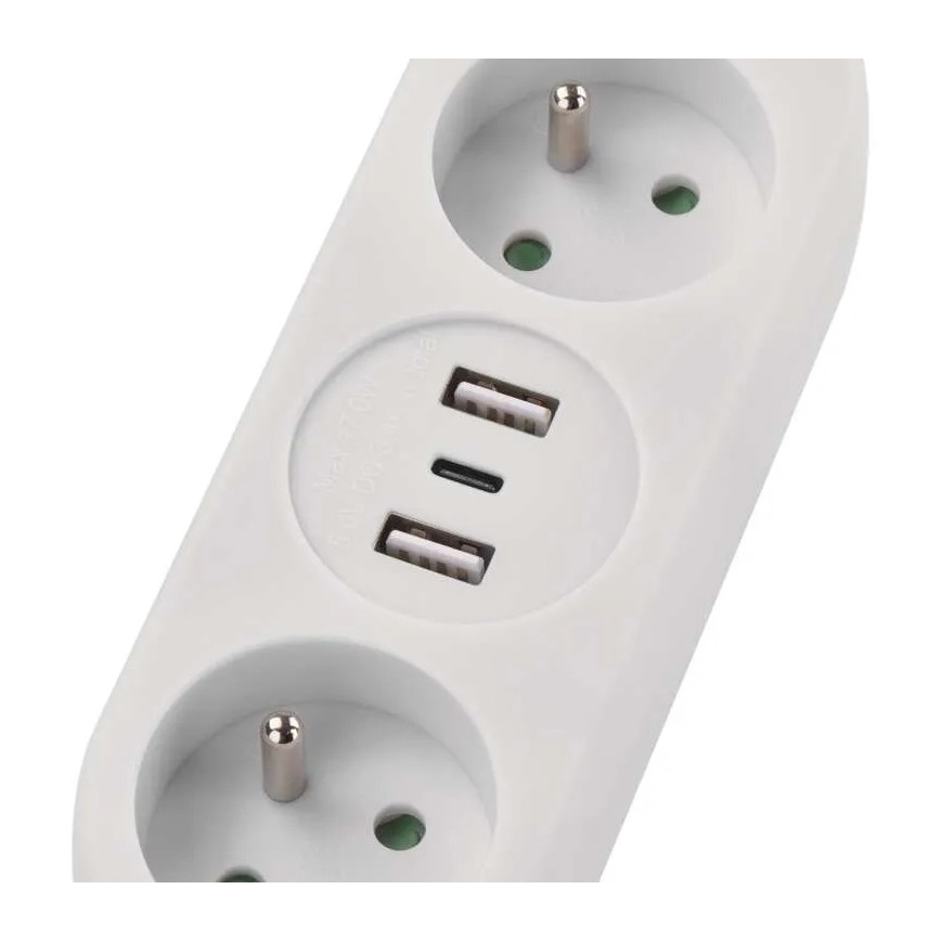 Ilgiklis su 2 lizdais, 2x USB‑A ir USB‑C, 1,4 m